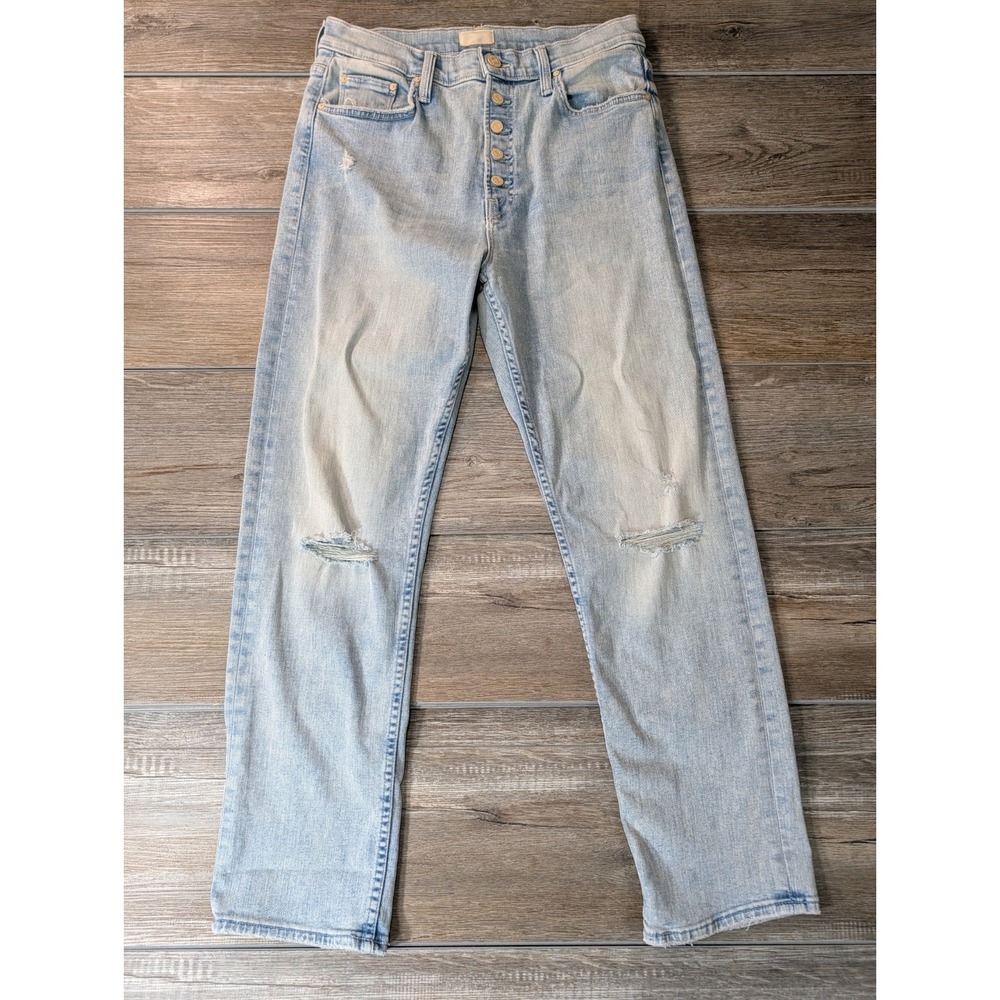 Mother Jeans Womens 31 Blue Denim Button Fly The Pixie Tomcat Ankle High Rise